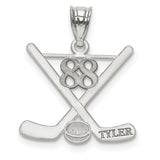 Hockey Charm Pendant in Real 14k White Gold