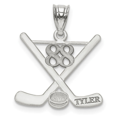 Hockey Charm Pendant in Real 14k White Gold