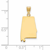 14k Yellow Gold Alabama State Outline Pendant, Southern Map Charm for Women or Unisex Wear