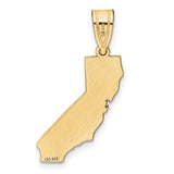 Polished California State Shaped Charm Pendant in Real 14k Yellow Gold