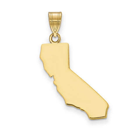 Polished California State Shaped Charm Pendant in Real 14k Yellow Gold