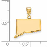 Polished Connecticut State Shaped Charm Pendant in Real 14k Yellow Gold