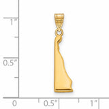 Polished Delaware State Shaped Charm Pendant in Real 14k Yellow Gold