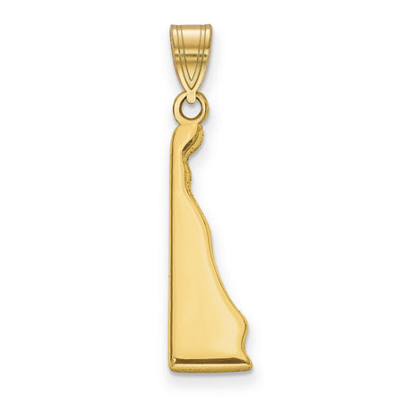 Polished Delaware State Shaped Charm Pendant in Real 14k Yellow Gold