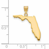 14k Yellow Gold Florida State Pendant Charm, Polished Map Outline Jewelry for Women or Unisex