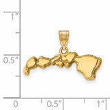 Polished Hawaii State Shaped Charm Pendant in Real 14k Yellow Gold