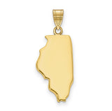 14k Yellow Gold Illinois State Pendant with Polished Finish, Unisex Regional Keepsake Charm