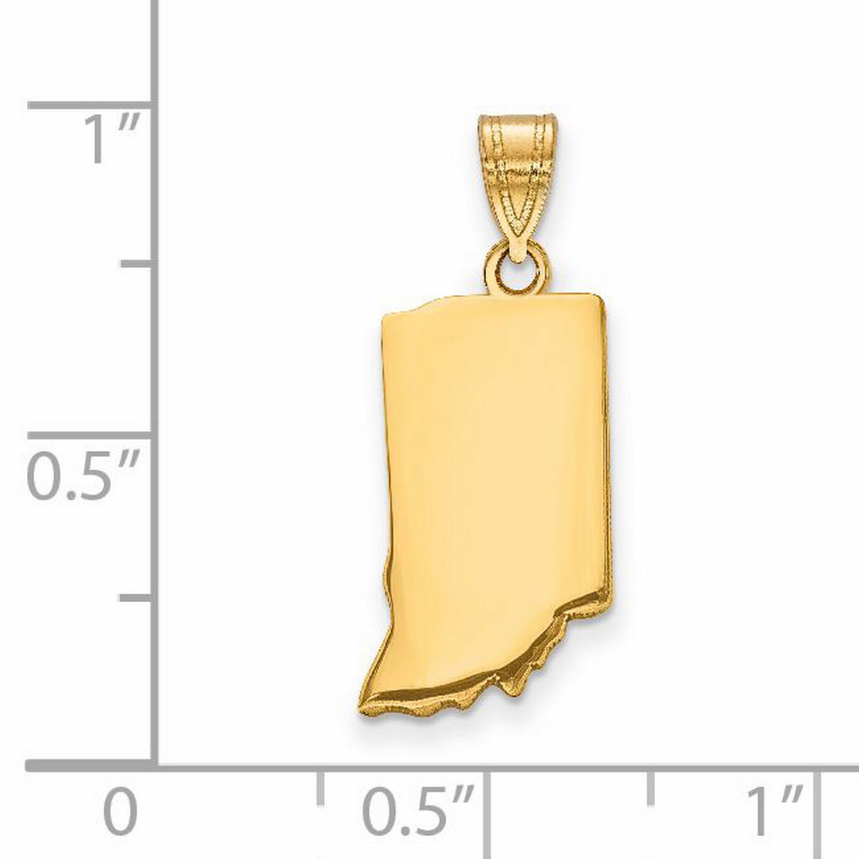 14k Yellow Gold Indiana State Outline Pendant, Polished Map Charm, Minimalist USA Travel Jewelry