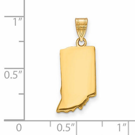 14k Yellow Gold Indiana State Outline Pendant, Polished Map Charm, Minimalist USA Travel Jewelry