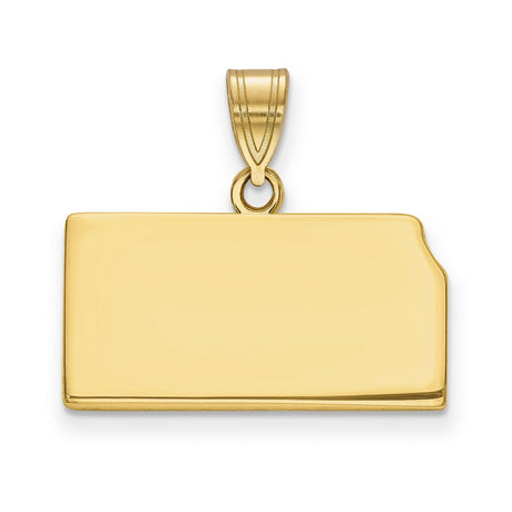 Polished Kansas State Shaped Charm Pendant in Real 14k Yellow Gold