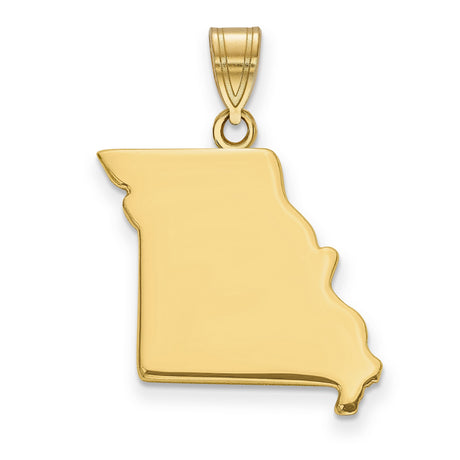 Polished Missouri State Shaped Charm Pendant in Real 14k Yellow Gold