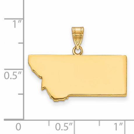 14k Yellow Gold Montana Outline Pendant, Minimalist State Map Charm for Women or Unisex Wear