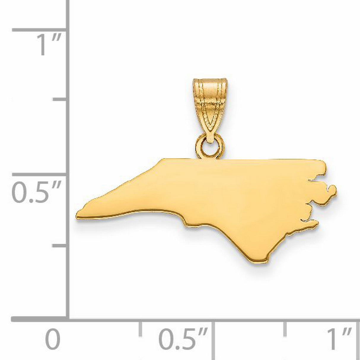 North Carolina State Charm Pendant in Real 14k Yellow Gold