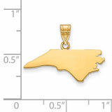 North Carolina State Charm Pendant in Real 14k Yellow Gold