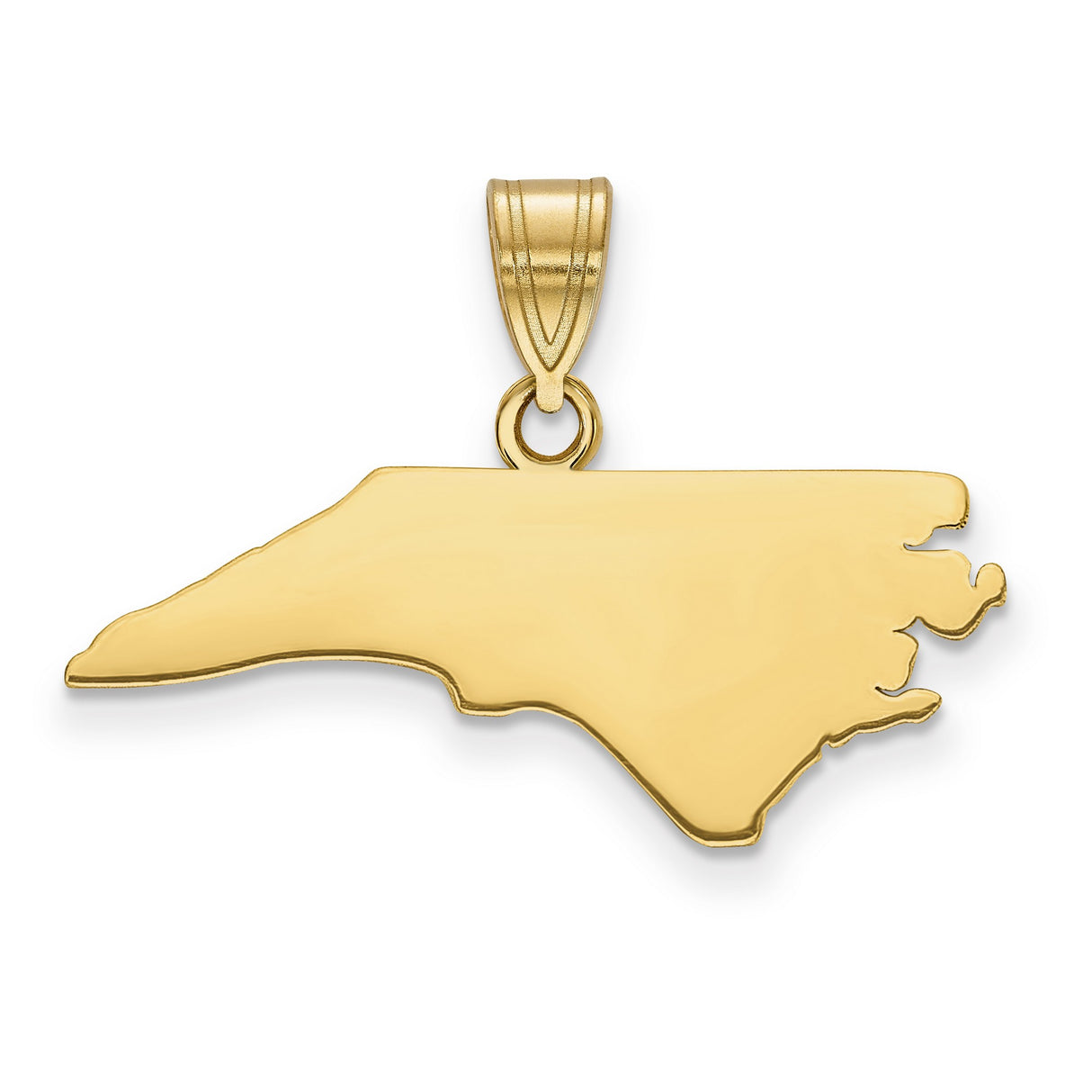 North Carolina State Charm Pendant in Real 14k Yellow Gold
