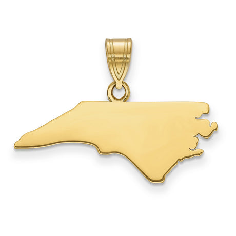 North Carolina State Charm Pendant in Real 14k Yellow Gold