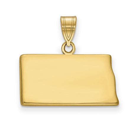 North Dakota State Charm Pendant in Real 14k Yellow Gold