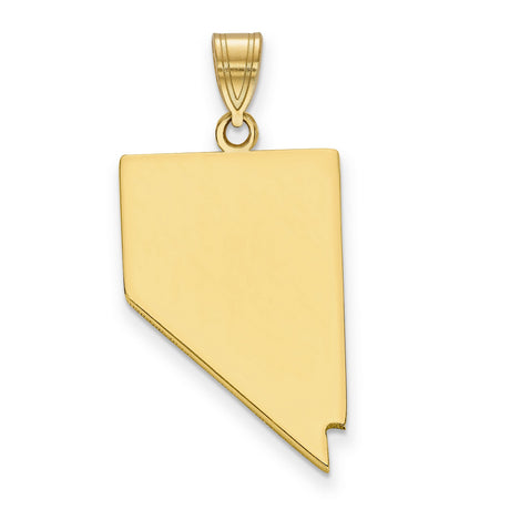 14k Yellow Gold Nevada State Pendant, Polished Outline Map Charm, Minimalist Travel Jewelry