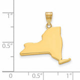 14k Yellow Gold New York State Pendant, Polished Map Outline Charm, Unisex Travel Keepsake