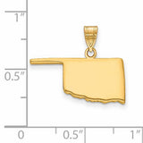 Oklahoma State Charm Pendant in Real 14k Yellow Gold
