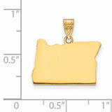 14k Yellow Gold Oregon State Pendant, Polished Minimalist Map Design, Unisex Charm