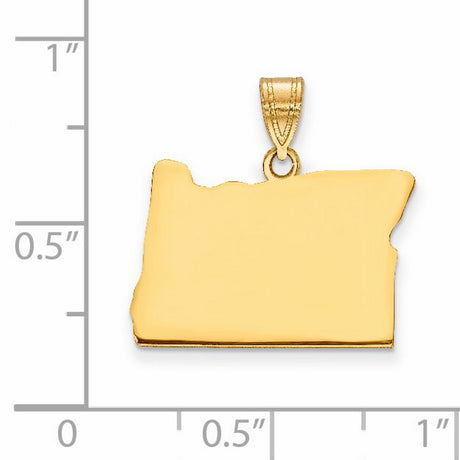 14k Yellow Gold Oregon State Pendant, Polished Minimalist Map Design, Unisex Charm