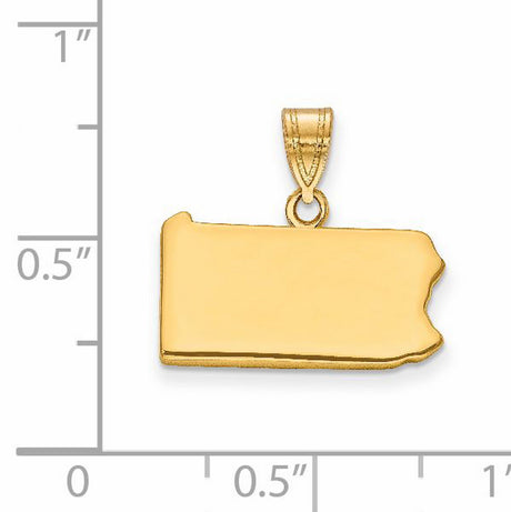 Pennsylvania State Charm Pendant in Real 14k Yellow Gold
