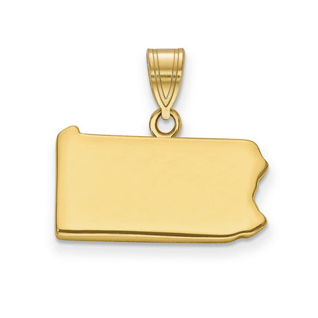 Pennsylvania State Charm Pendant in Real 14k Yellow Gold