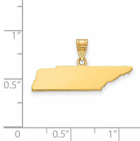14k Yellow Gold Tennessee State Outline Pendant, Minimalist Map Charm, Unisex Southern Jewelry