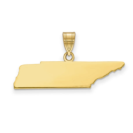 14k Yellow Gold Tennessee State Outline Pendant, Minimalist Map Charm, Unisex Southern Jewelry