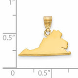 Virginia State Charm Pendant in Real 14k Yellow Gold