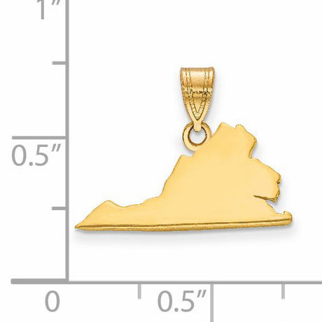 Virginia State Charm Pendant in Real 14k Yellow Gold