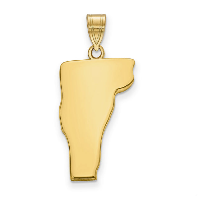 Vermont State Charm Pendant in Real 14k Yellow Gold
