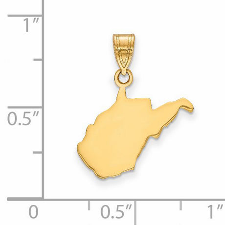 14k Yellow Gold West Virginia State Outline Pendant, Minimalist Map Charm for Women or Unisex