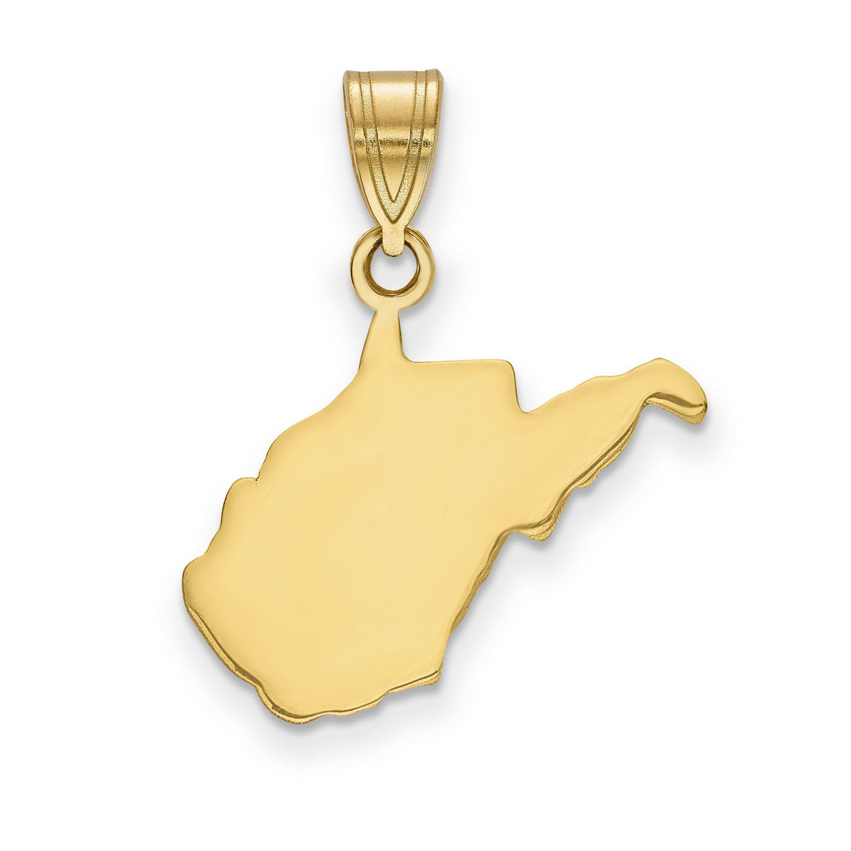 14k Yellow Gold West Virginia State Outline Pendant, Minimalist Map Charm for Women or Unisex