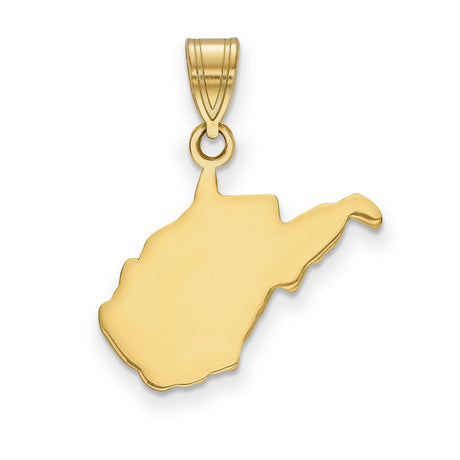 14k Yellow Gold West Virginia State Outline Pendant, Minimalist Map Charm for Women or Unisex