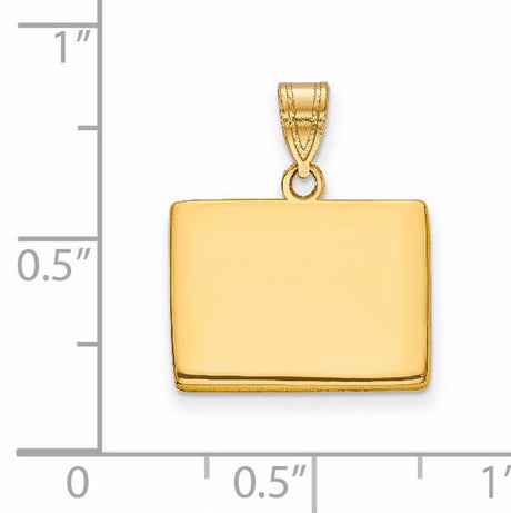 14k Yellow Gold Rectangular Pendant, Polished Blank Tag for Engraving, Unisex Minimalist Charm