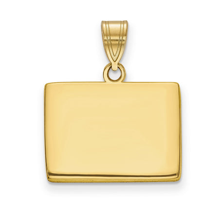 14k Yellow Gold Rectangular Pendant, Polished Blank Tag for Engraving, Unisex Minimalist Charm