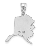 Sterling Silver Alaska Pendant, Polished State Outline Charm, Minimalist Travel Jewelry