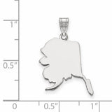 14k White Gold Alaska State Pendant, Polished Map Outline Charm, Minimalist Heritage Jewelry