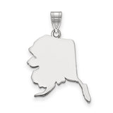 14k White Gold Alaska State Pendant, Polished Map Outline Charm, Minimalist Heritage Jewelry
