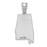 14k White Gold Alabama State Pendant, Polished Map Outline, Minimalist Southern Charm