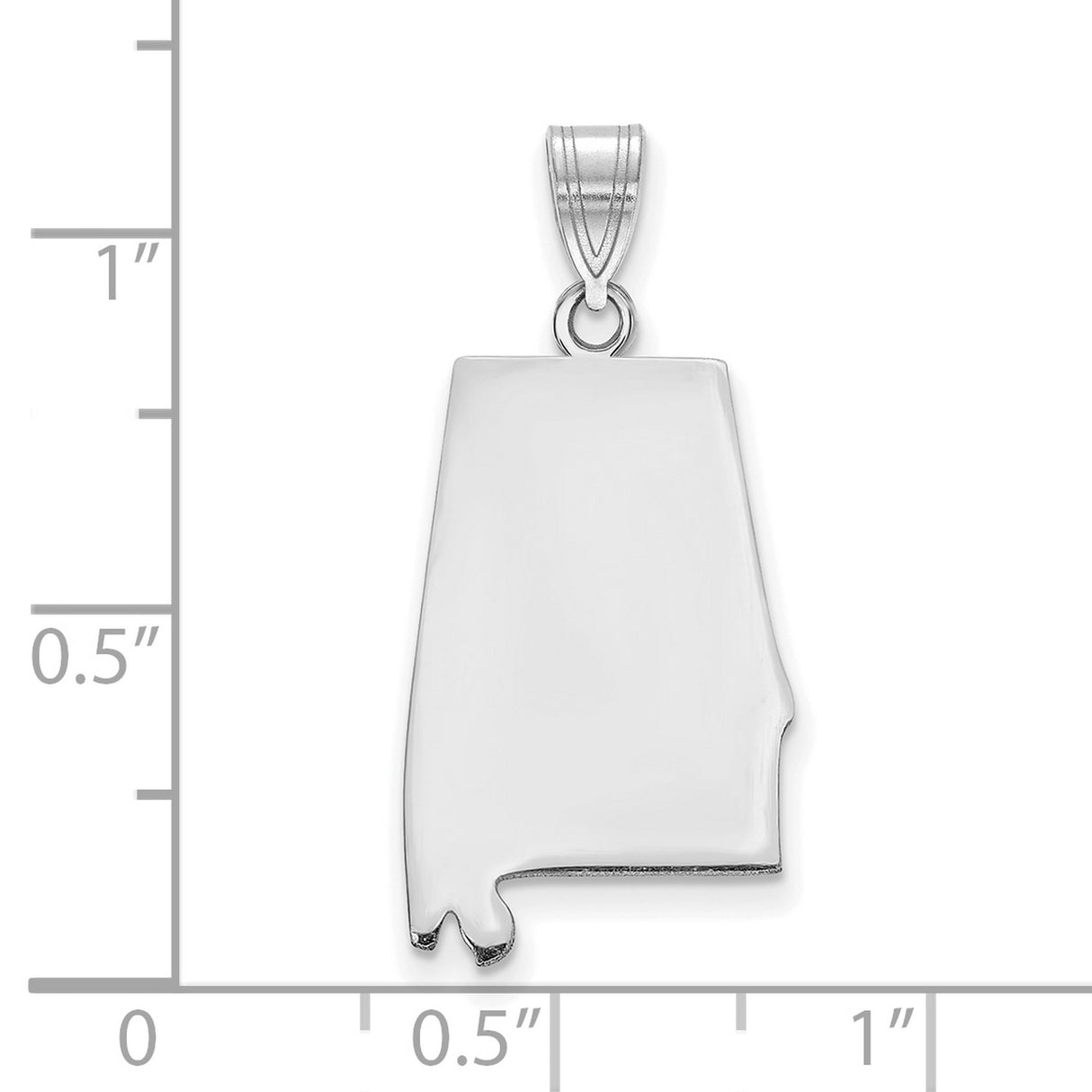 14k White Gold Alabama State Pendant, Polished Map Outline, Minimalist Southern Charm