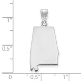 14k White Gold Alabama State Pendant, Polished Map Outline, Minimalist Southern Charm