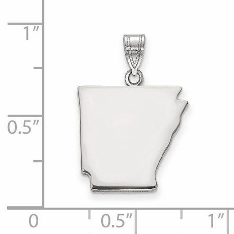 Polished Arkansas State Shaped Charm Pendant in Real 14k White Gold