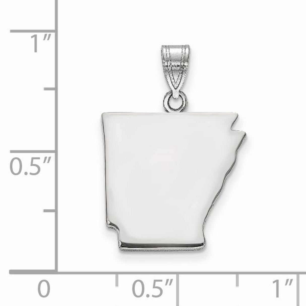 Sterling Silver Arkansas State Pendant, Polished Map Outline Charm, Minimalist Souvenir Jewelry
