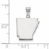 Sterling Silver Arkansas State Pendant, Polished Map Outline Charm, Minimalist Souvenir Jewelry