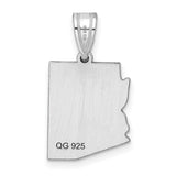 Polished Arizona State Shaped Charm Pendant in Real 14k White Gold