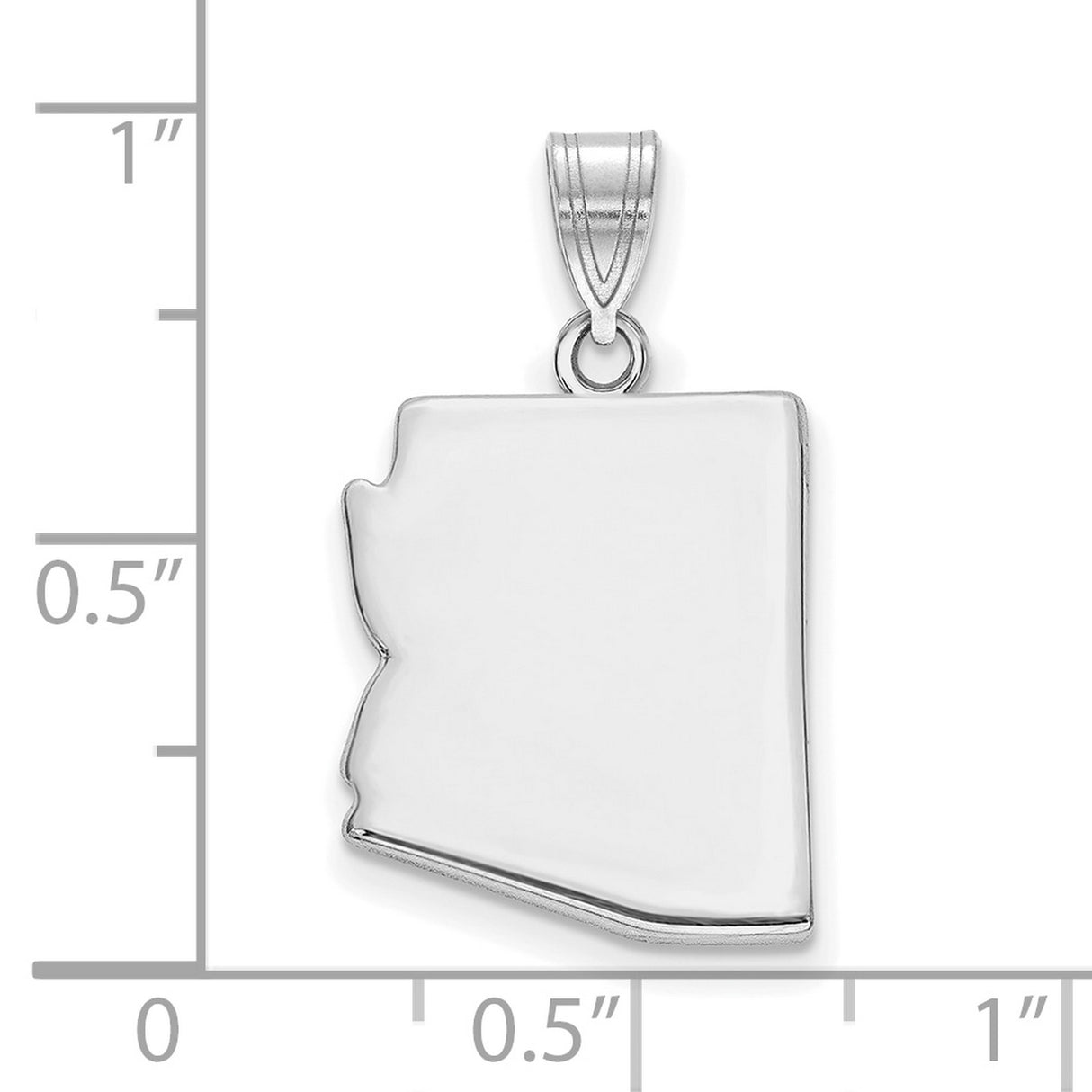 Polished Arizona State Shaped Charm Pendant in Real 14k White Gold