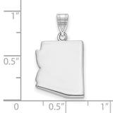 Polished Arizona State Shaped Charm Pendant in Real 14k White Gold